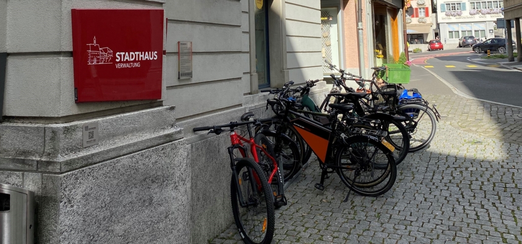Rathaus von Lichtensteig mit Blick in Richtung Obertor