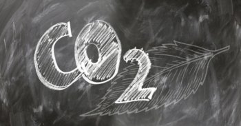 CO2 mit Kreide auf Wandtafel